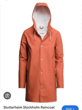 Stutterheim Ginger Hooded Raincoat in Warm Orange